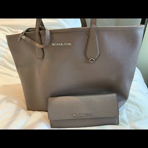 Michael Kors reversible bag with matching wallet.